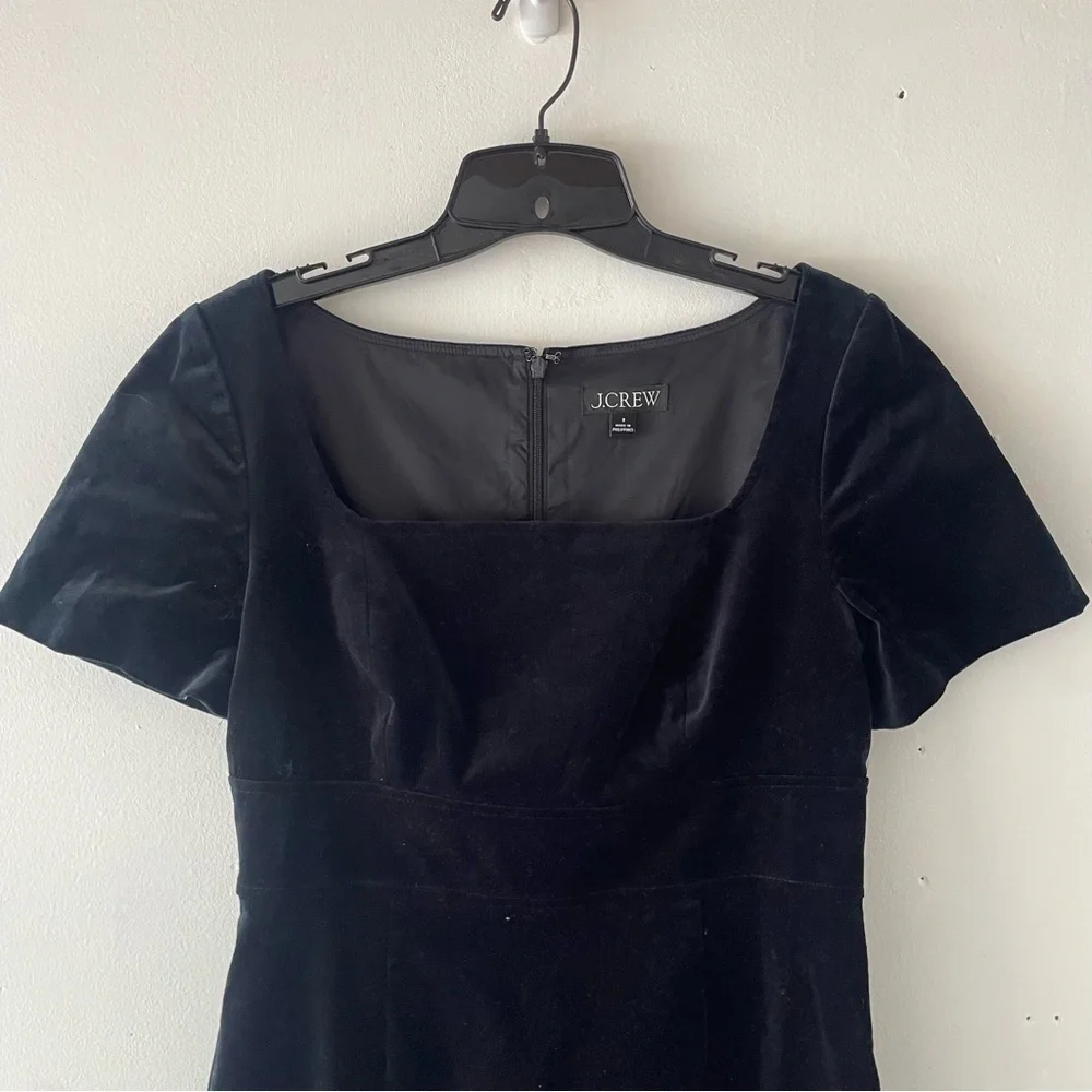J. Crew square neck sheath dress in stretch velvet black 37517 - Picture 4 of 13